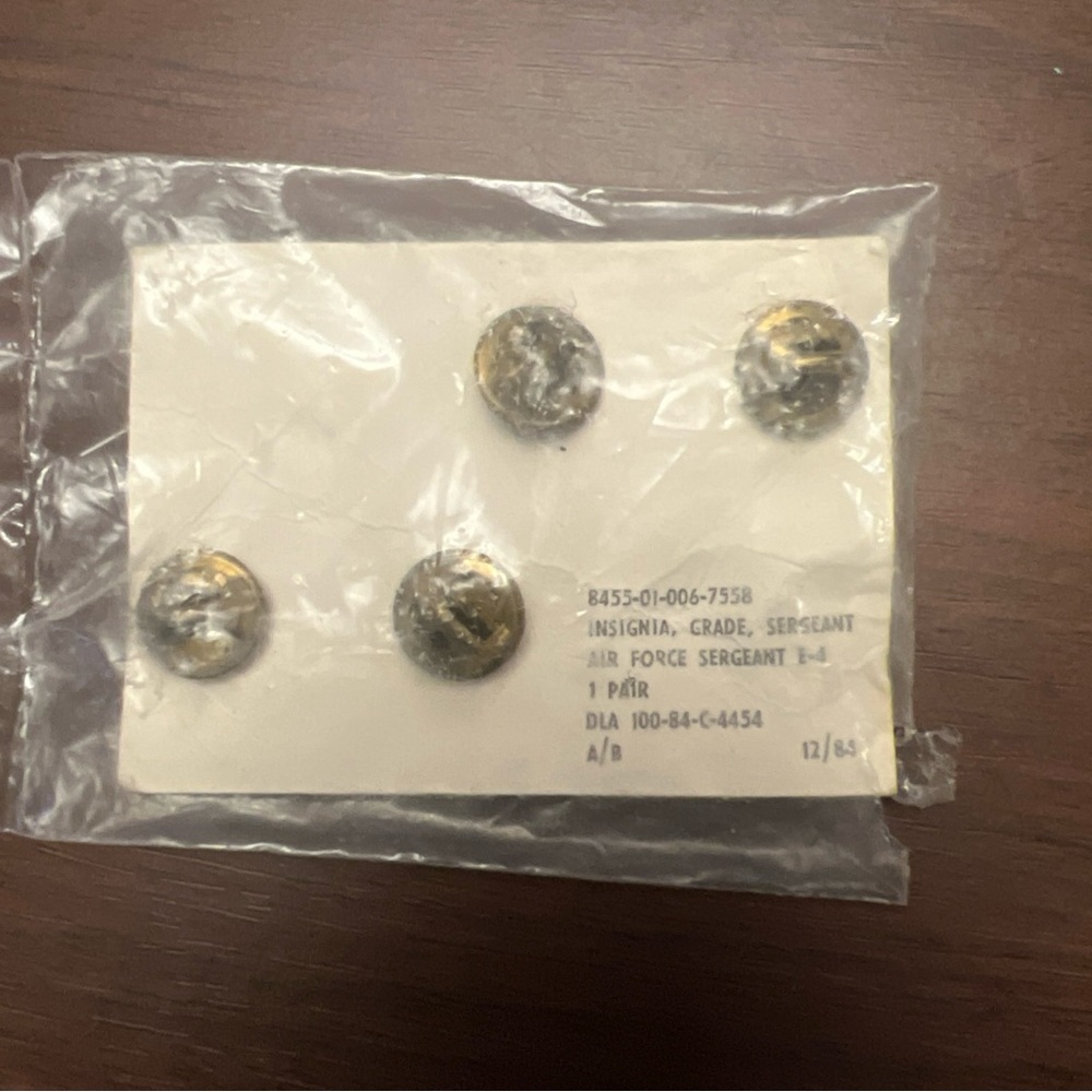 US Air Force Rank Collar Brass USAF Sergeant E-4 Pair